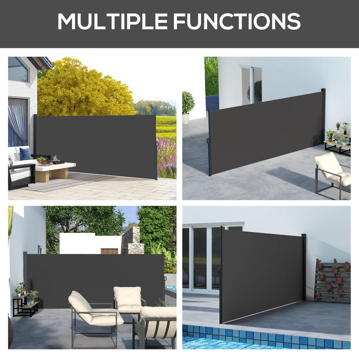Auvent rétractable latéral 4m x 1,8m pour terrasse