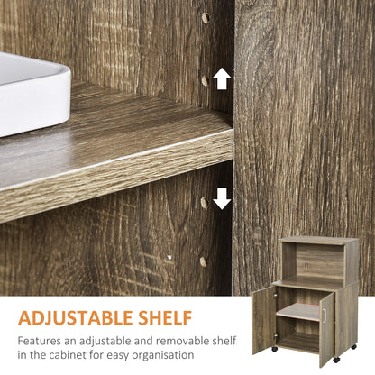 Chariot micro-ondes avec rangement et cabinet 2 portes