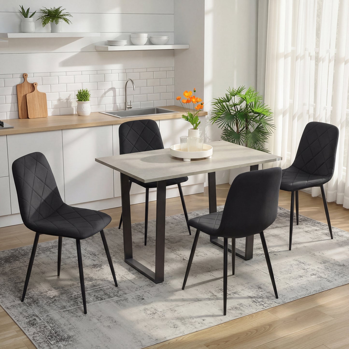 Chaises de salle à manger rembourrées ensemble de 4