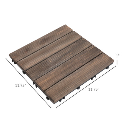 Dalles de terrasse en bois emboîtables — ensemble de 27