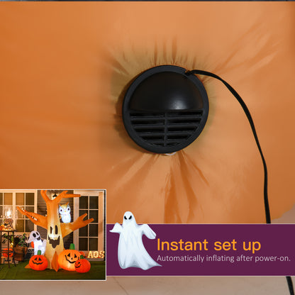 Arbre Halloween gonflable LED avec hibou et citrouilles
