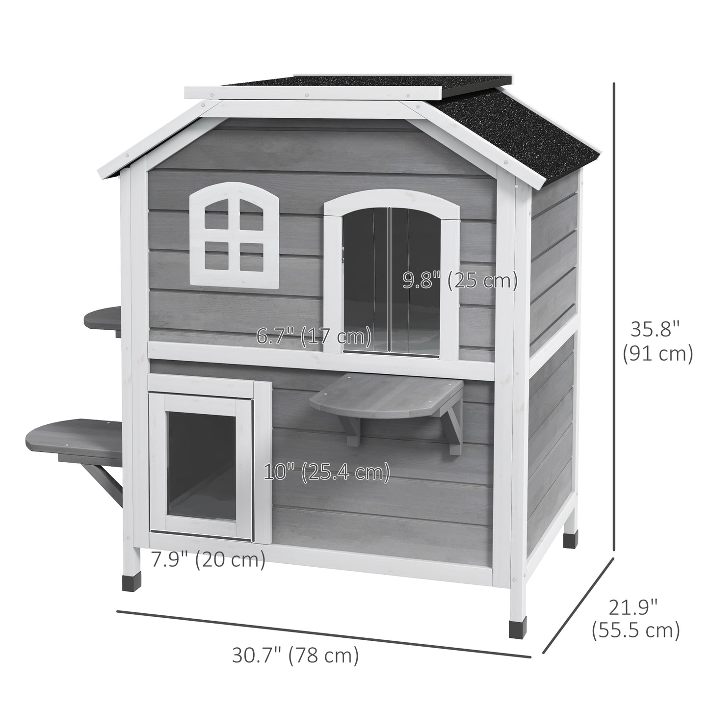 Maison pour chat extérieure 2 étages avec toit ouvrant