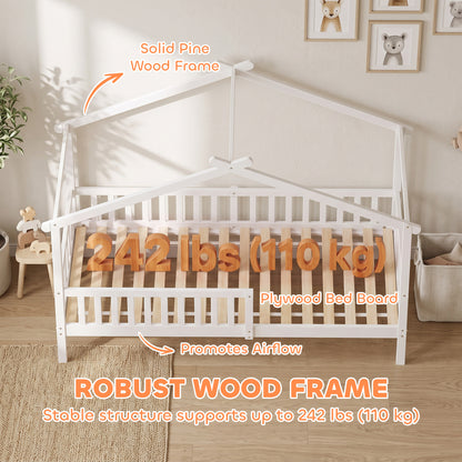 Lit enfant maison Montessori bois avec toit