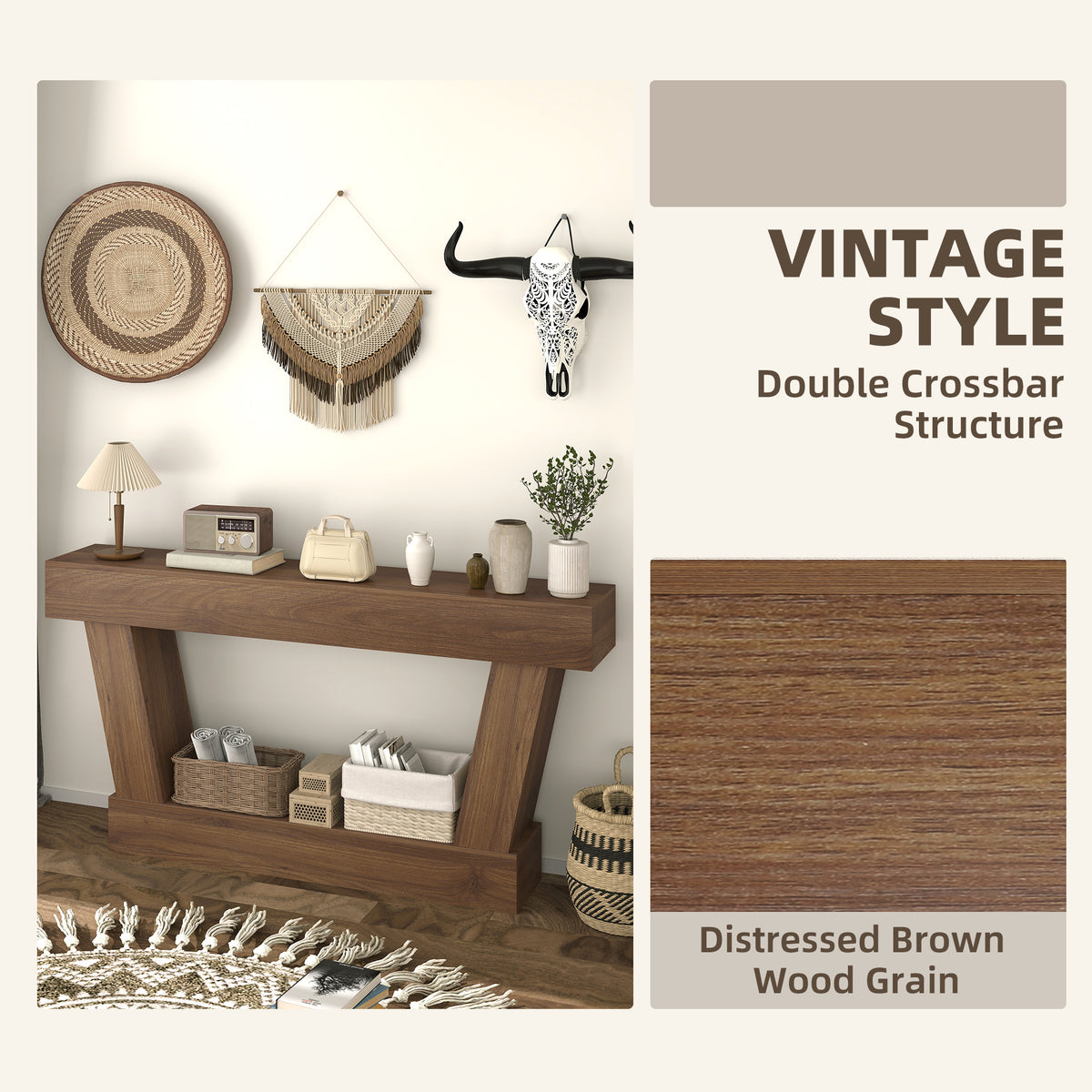 Console vintage pour entrée en bois d'ingénierie