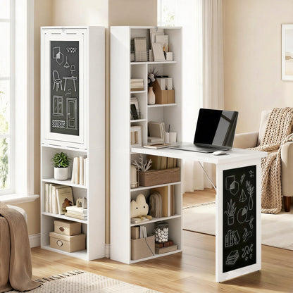 Bureau mural rabattable avec tableau noir et étagère