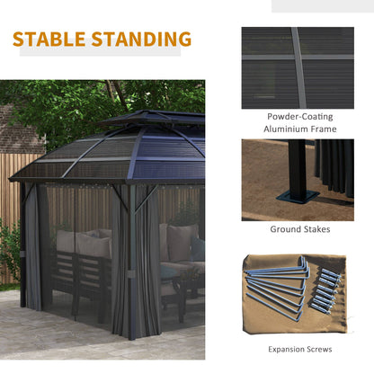Gazebo de jardin double toit polycarbonate cadre aluminium
