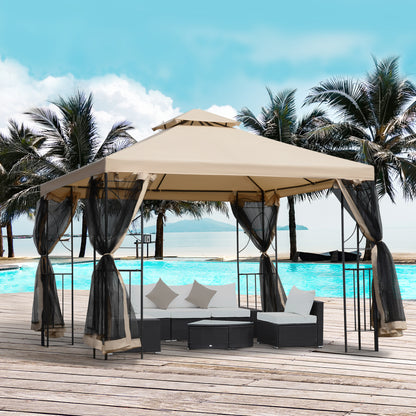 Gazebo de patio double toit avec moustiquaire 3x3m