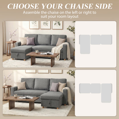 Canapé-lit 83 po convertible chaise réversible rangement