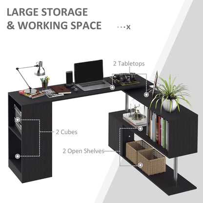 Bureau d'angle rotatif 360° avec étagères 3 niveaux