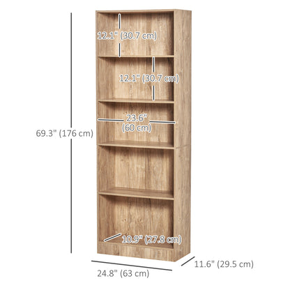 Bibliothèque à 5 tablettes avec tablettes réglables
