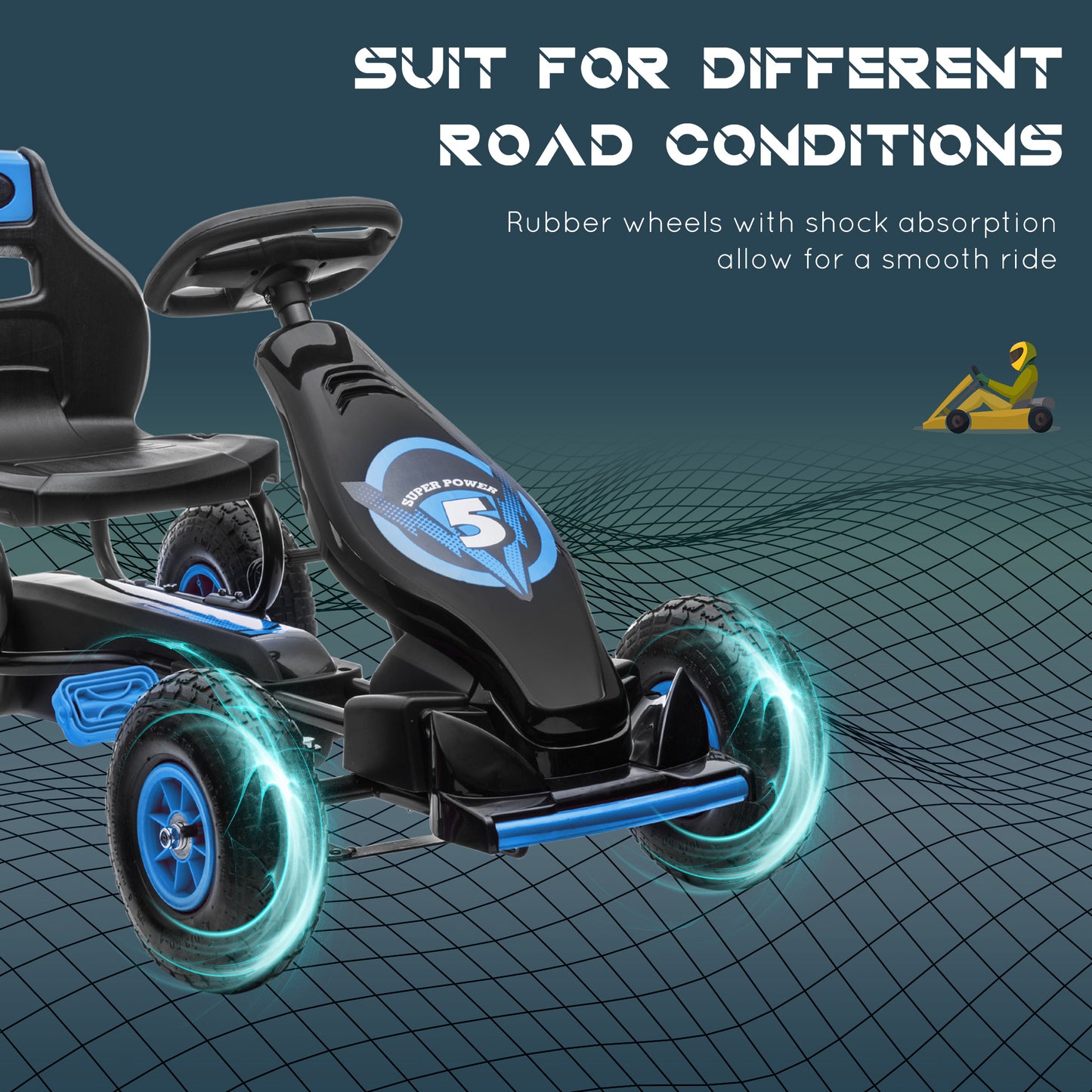 Kart à Pédales Aosom pour Enfants - Cadre Acier avec Freins
