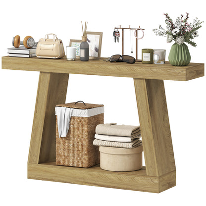 Table console rustique 2 niveaux avec rangement