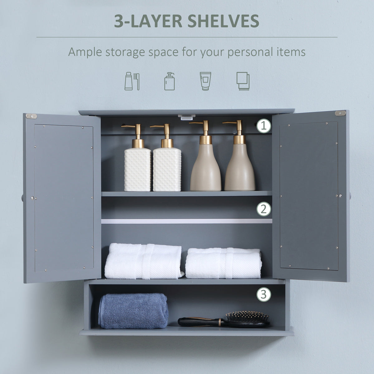 Armoire miroir murale salle bain portes doubles