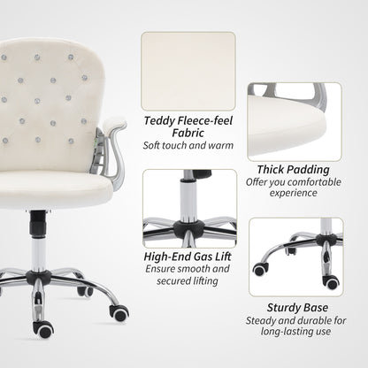 Chaise de bureau capitonnée cuir synthétique cristaux décoratifs