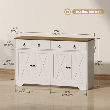 Buffet de cuisine 4 portes barn 2 tiroirs bois