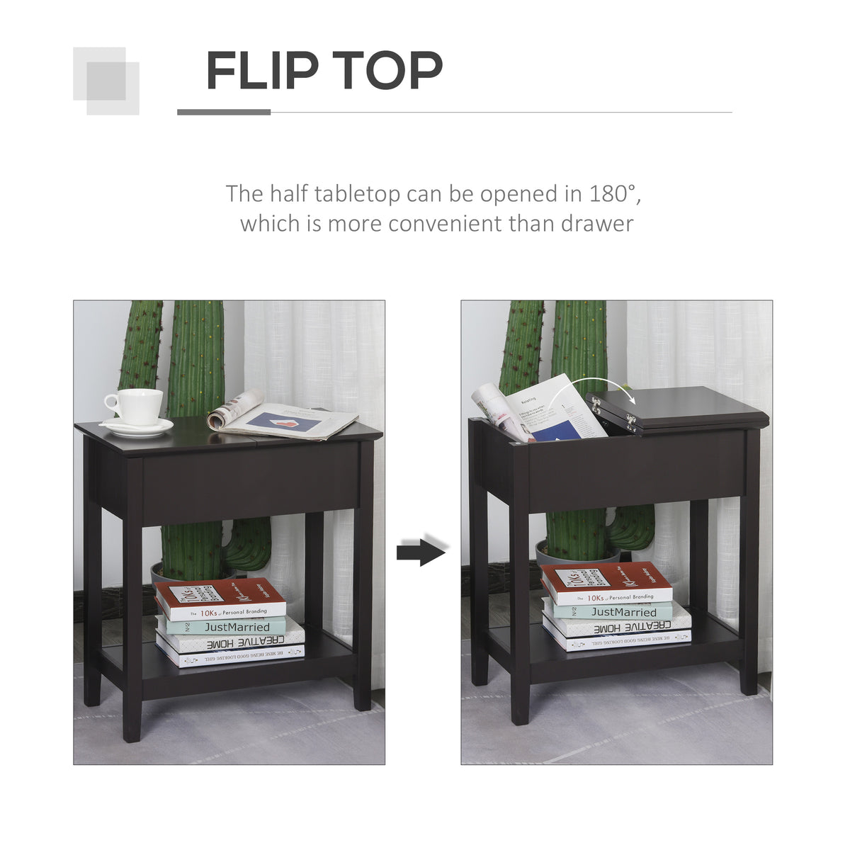 Table d'appoint rabattable avec armoire et étagère