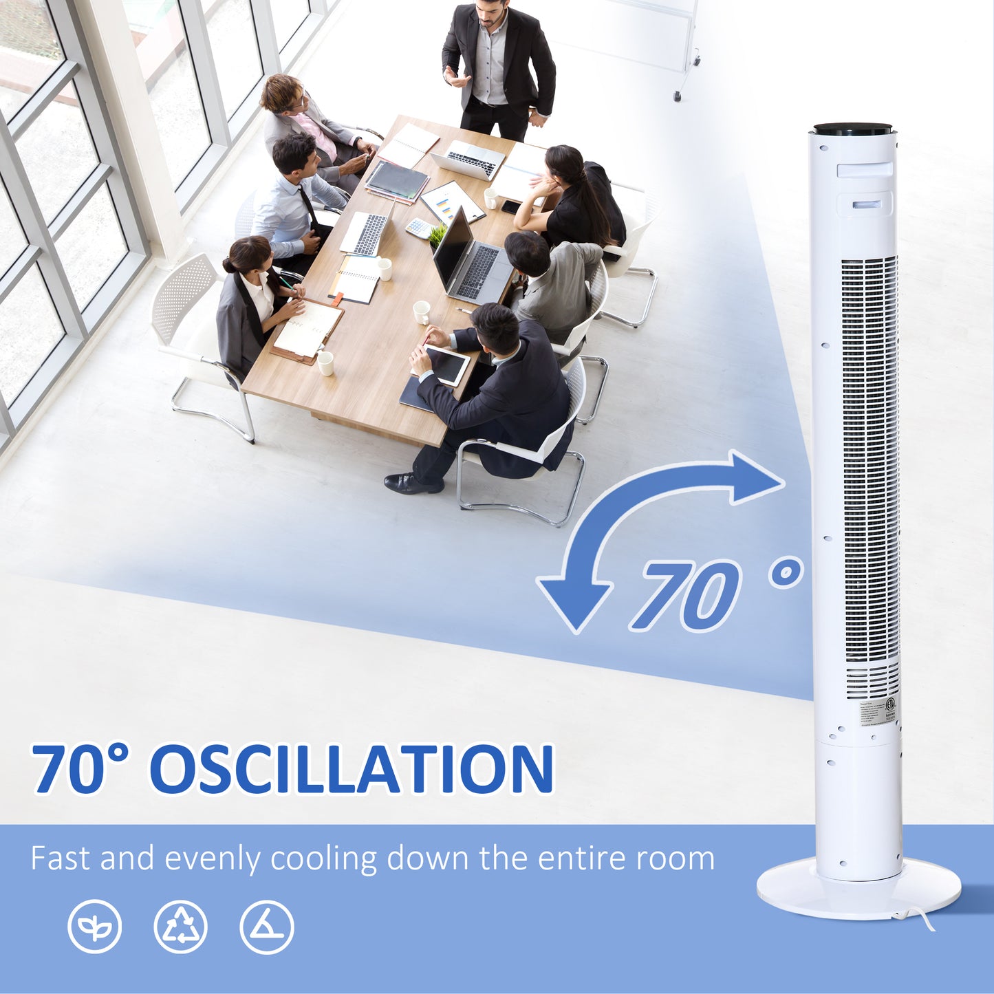 Ventilateur tour oscillant télécommande minuterie 12h