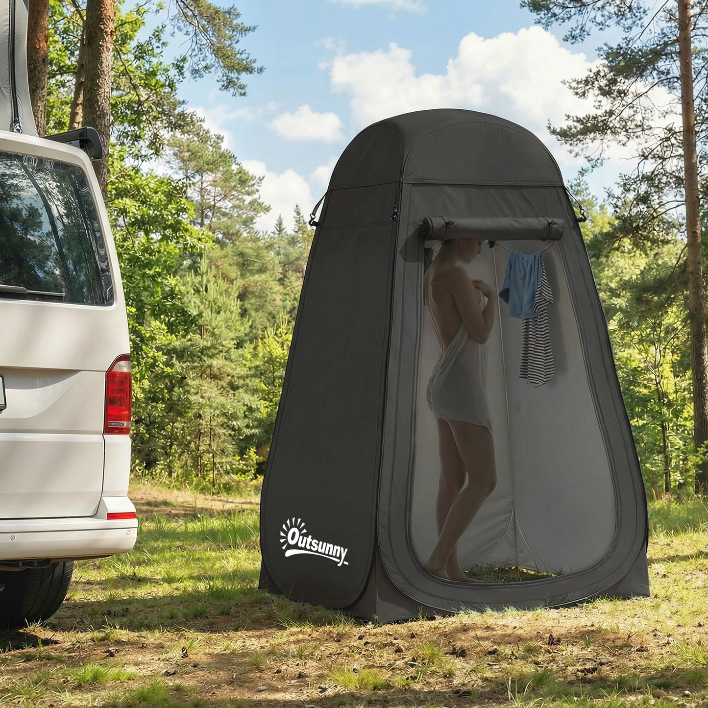Tente de douche escamotable avec sac de transport