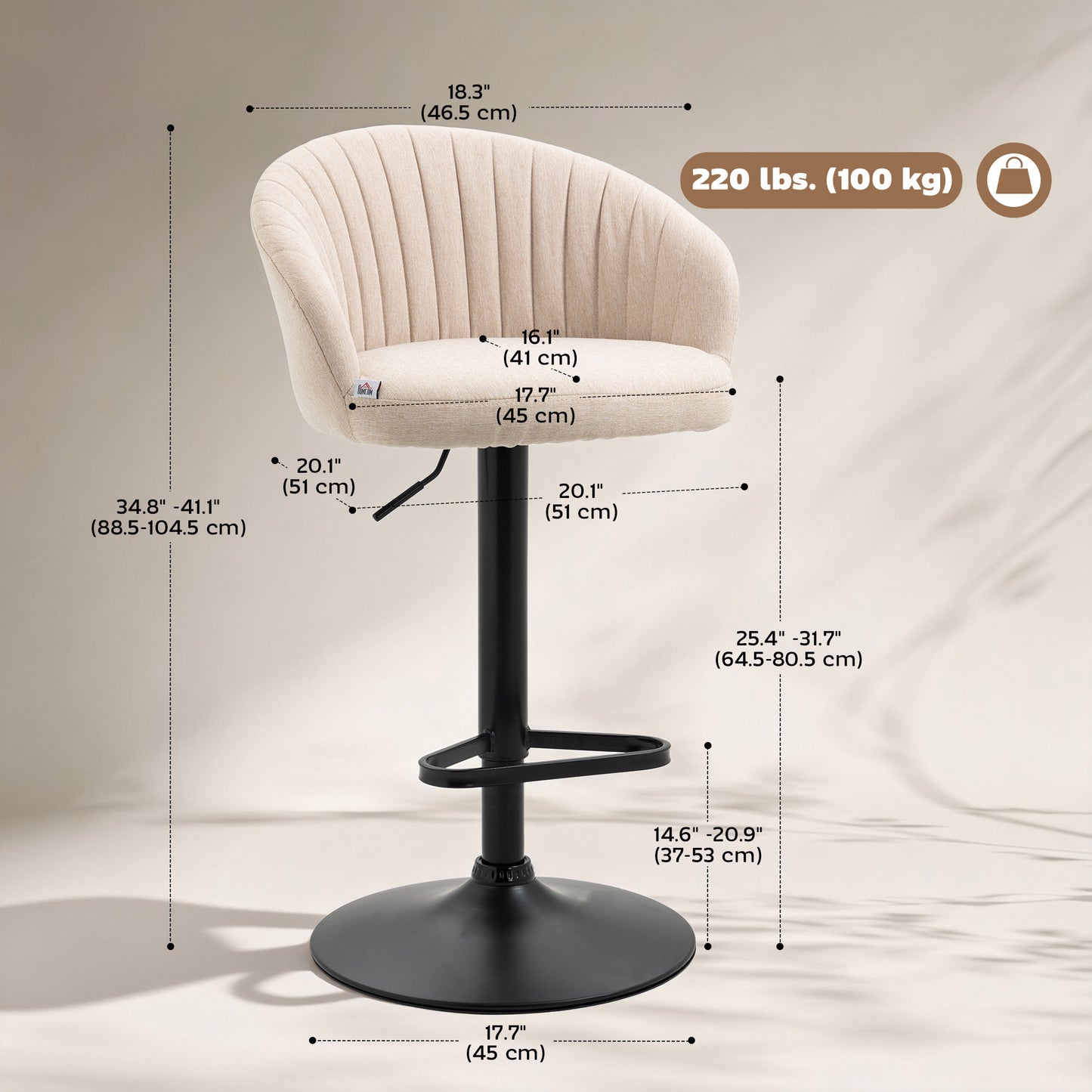 Tabourets de bar pivotants ajustables ensemble de 2