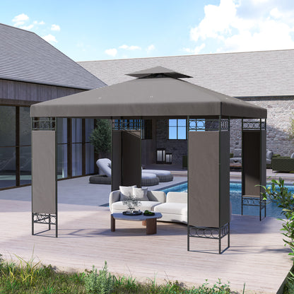 Gazebo double toit avec panneaux écran 3x3m