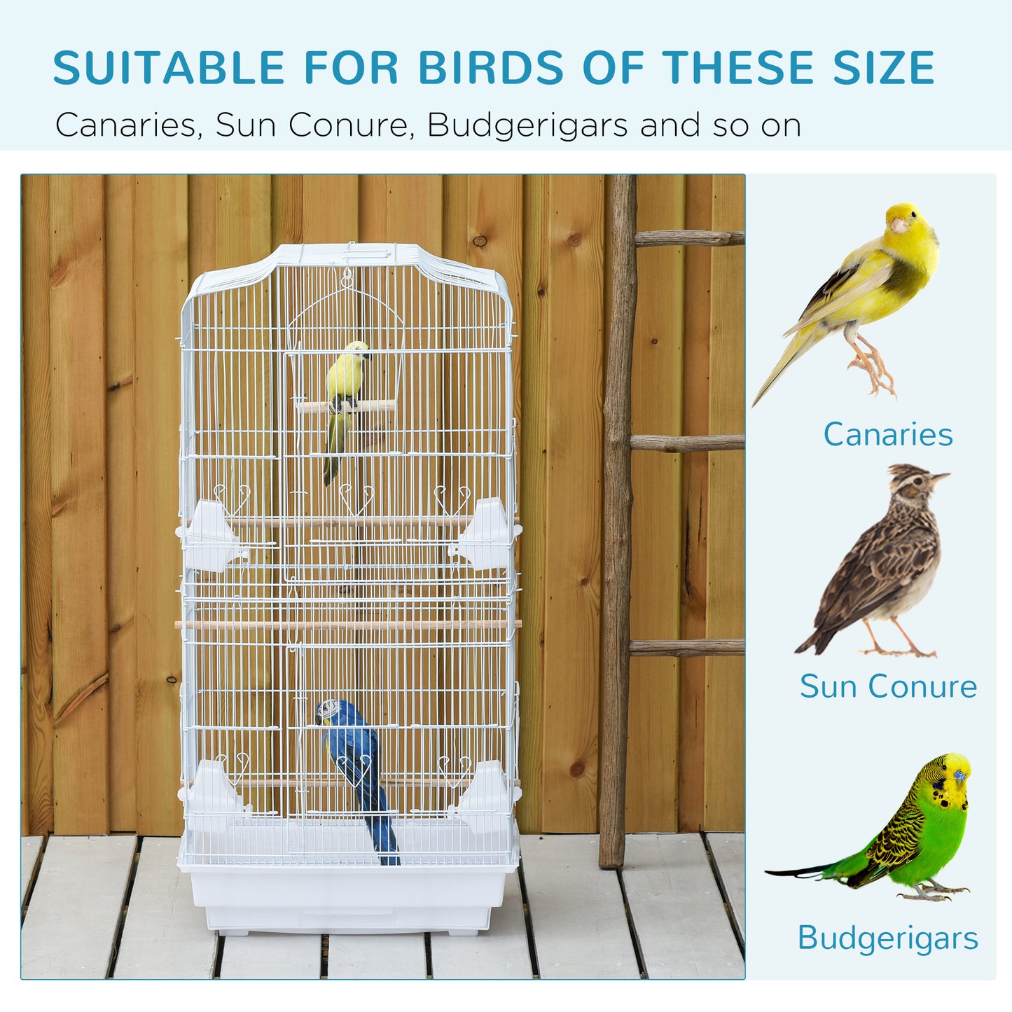 Cage à oiseaux vol libre 2 portes avec perchoirs