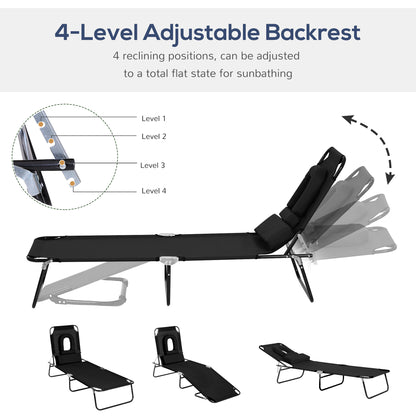 Chaise longue pliable avec trou visage 3 positions