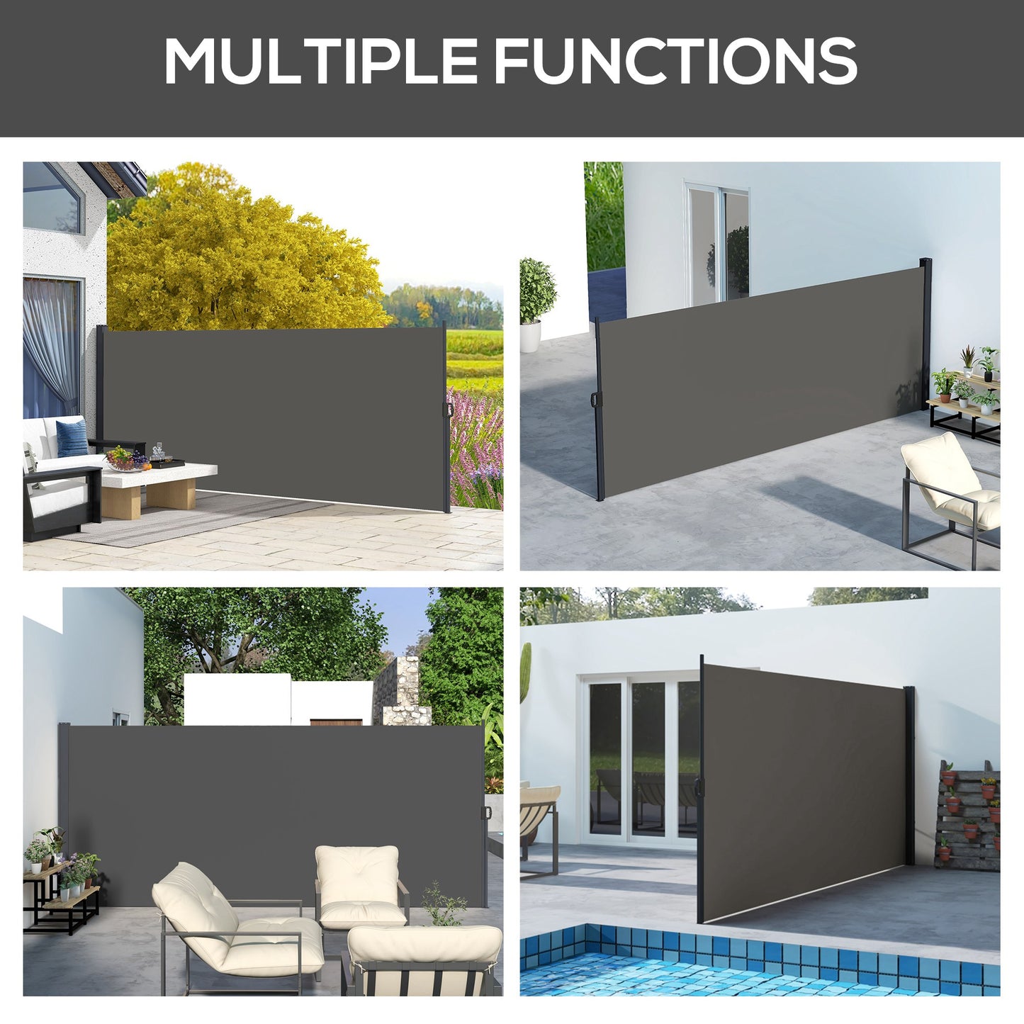 Auvent rétractable latéral 4m x 1,8m pour terrasse