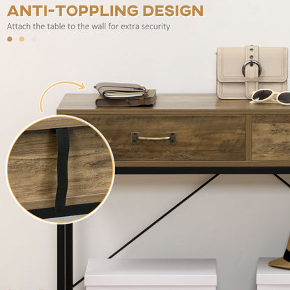 Console vintage avec tiroirs rangement 99 cm
