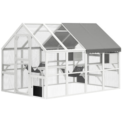 Enclos pour chat extérieur bois avec auvent 56 pi²