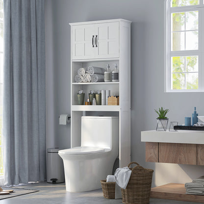 Armoire au-dessus des toilettes avec étagères ouvertes