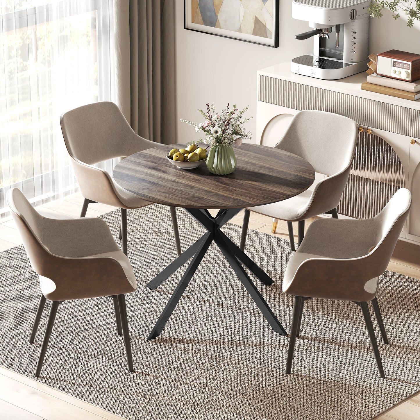 Table de cuisine ronde 40 po — noir