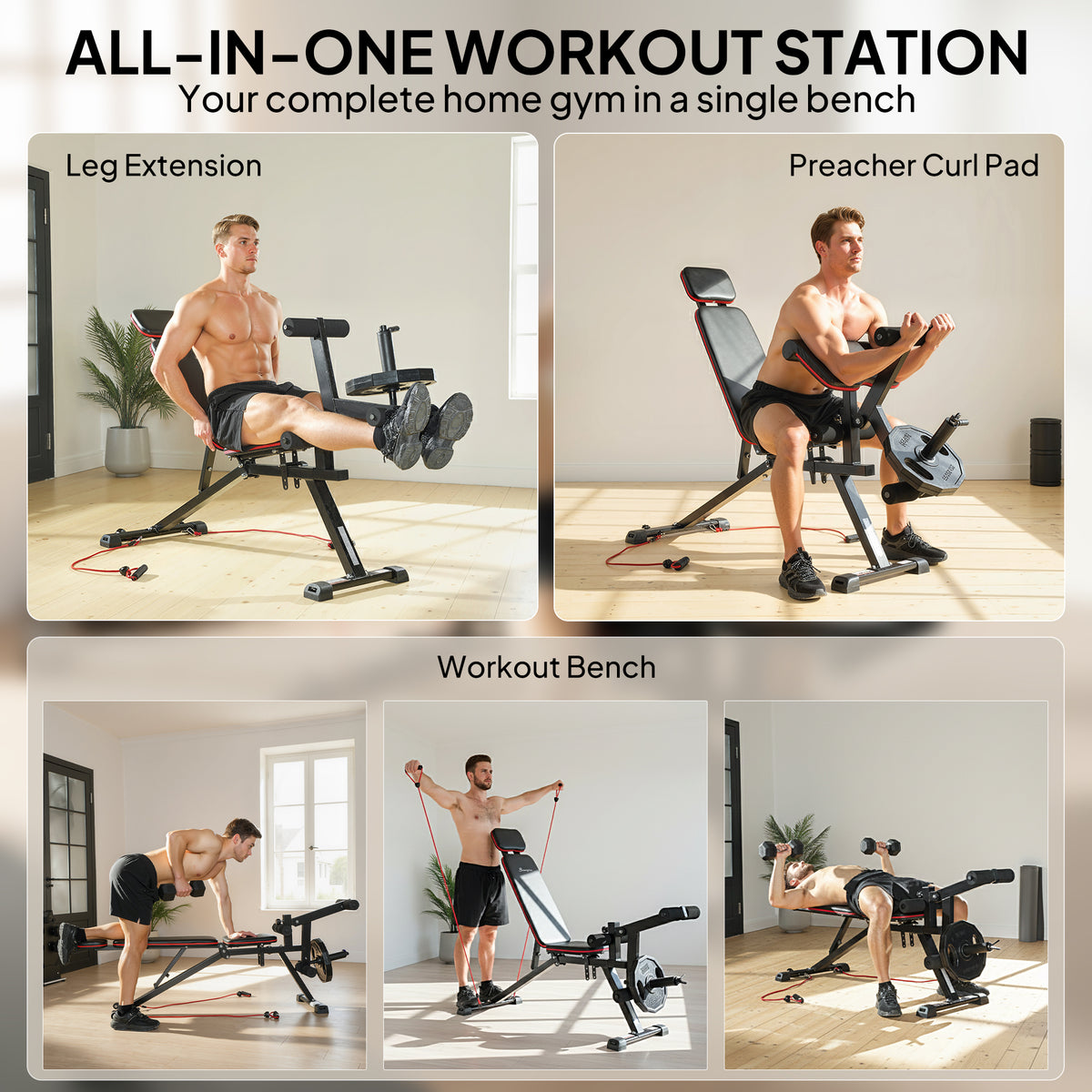 Banc de musculation réglable avec roulettes