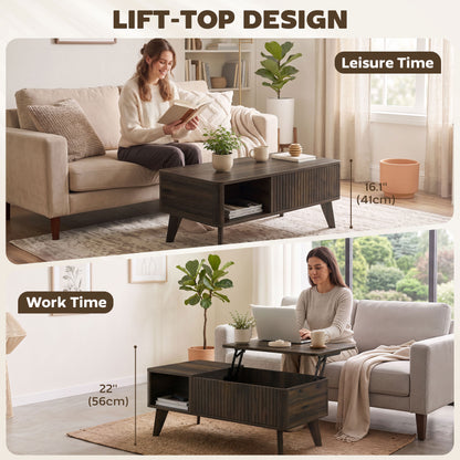 Table basse relevable cannelée 100 cm