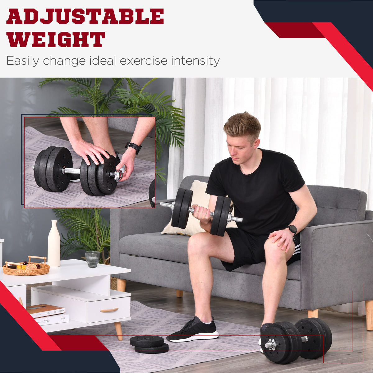 Haltères ajustables 30 kg — Lot de 14
