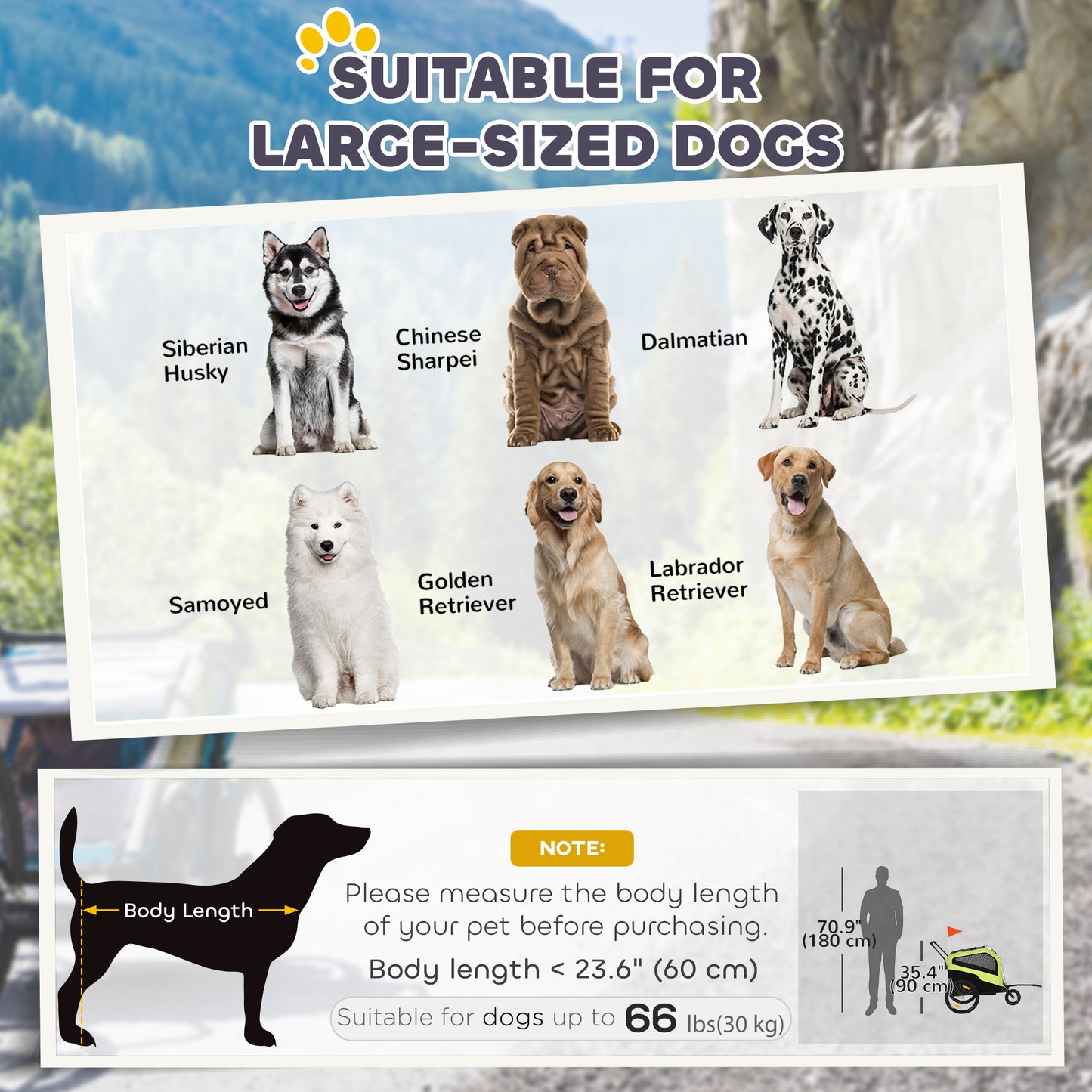 Remorque vélo chien 2-en-1 grands chiens 30 kg