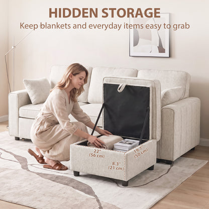 Causeuse modulaire convertible avec ottoman — gris