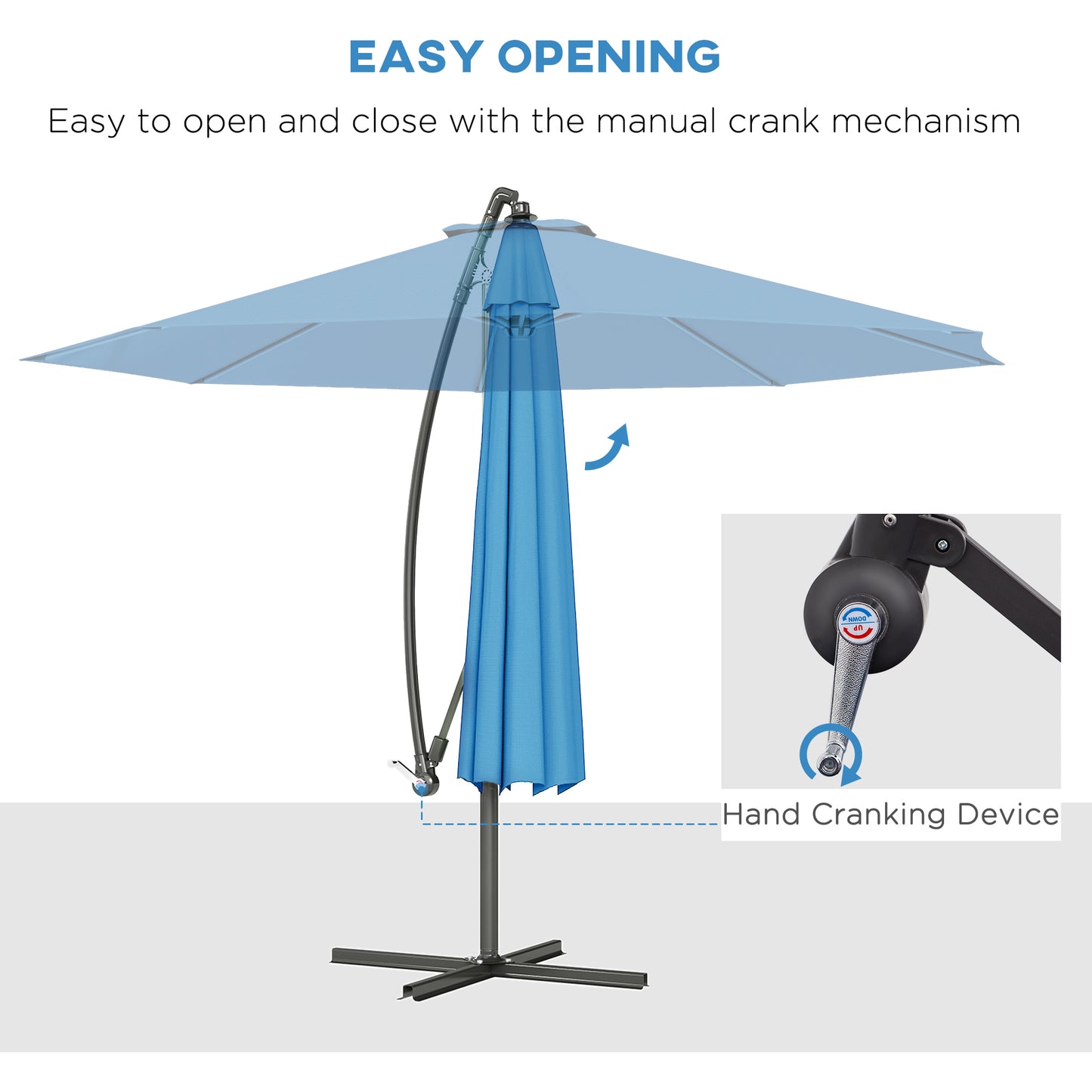 Parasol déporté patio 10 pieds cantilever avec base croisée