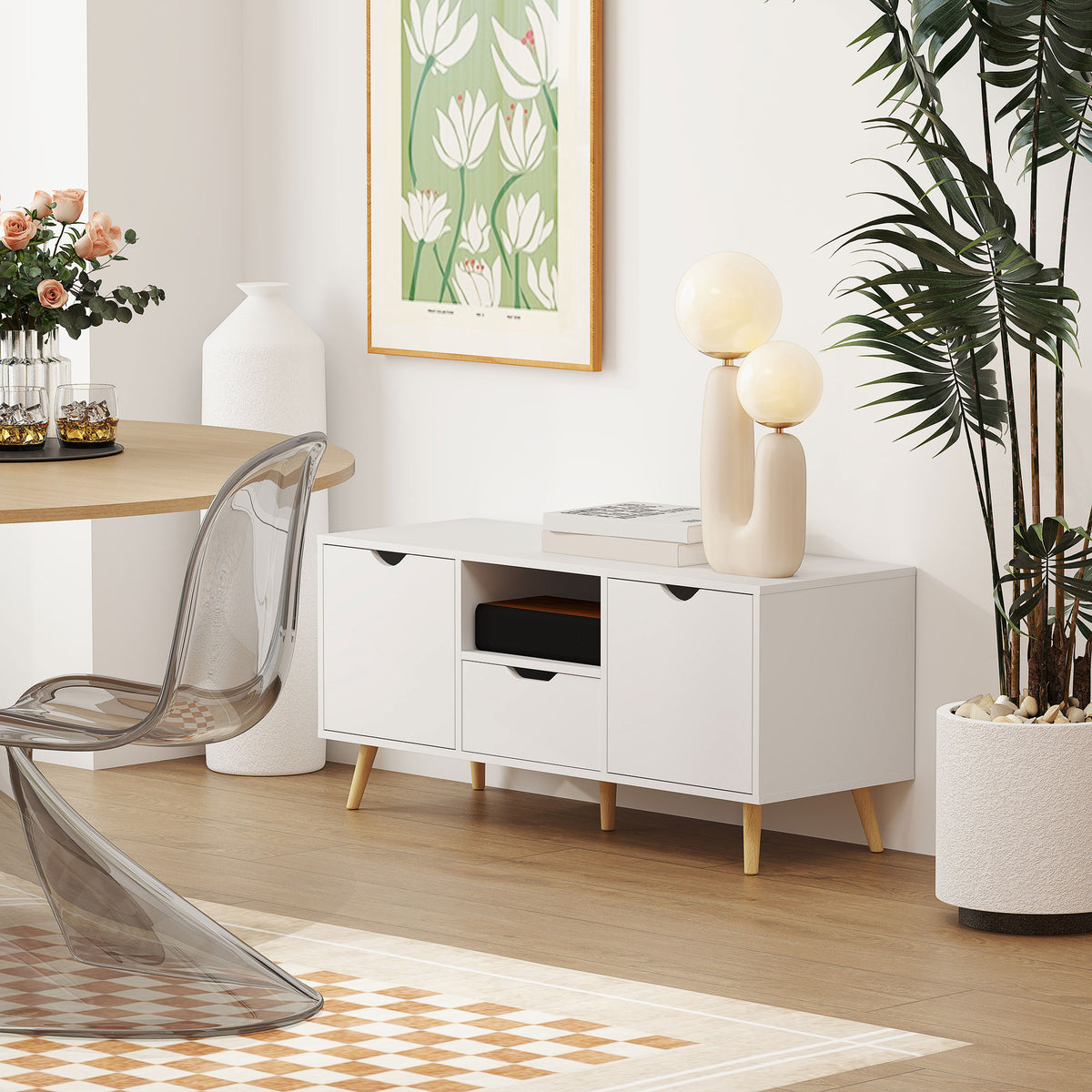 Meuble TV moderne avec rangement pour téléviseur de 127 cm
