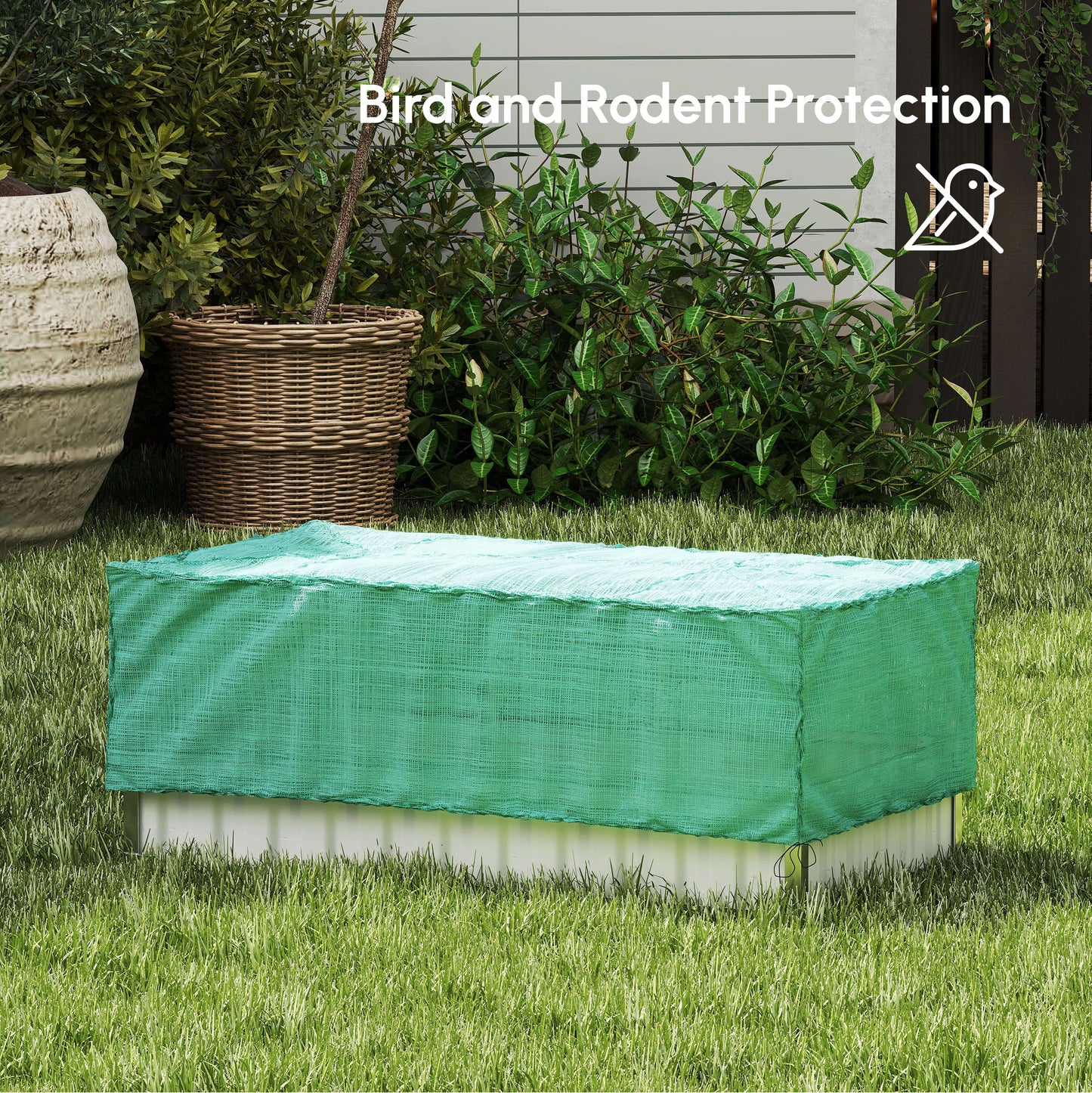Outsunny 174x90x70cm Steel Raised Garden Bed with Cover Grey