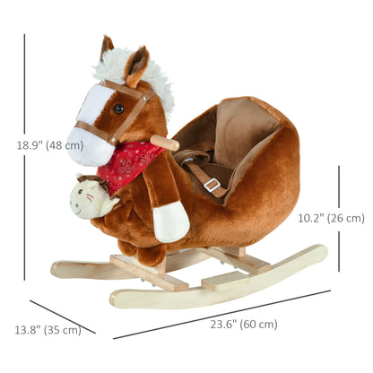 Cheval à bascule pour bébé en peluche avec sons