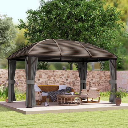 Gazebo hardtop aluminium avec moustiquaire et rideaux