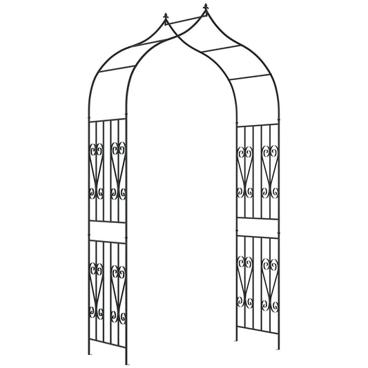 Outsunny 2.7m Garden Arch - Black Trellis for Climbing Roses