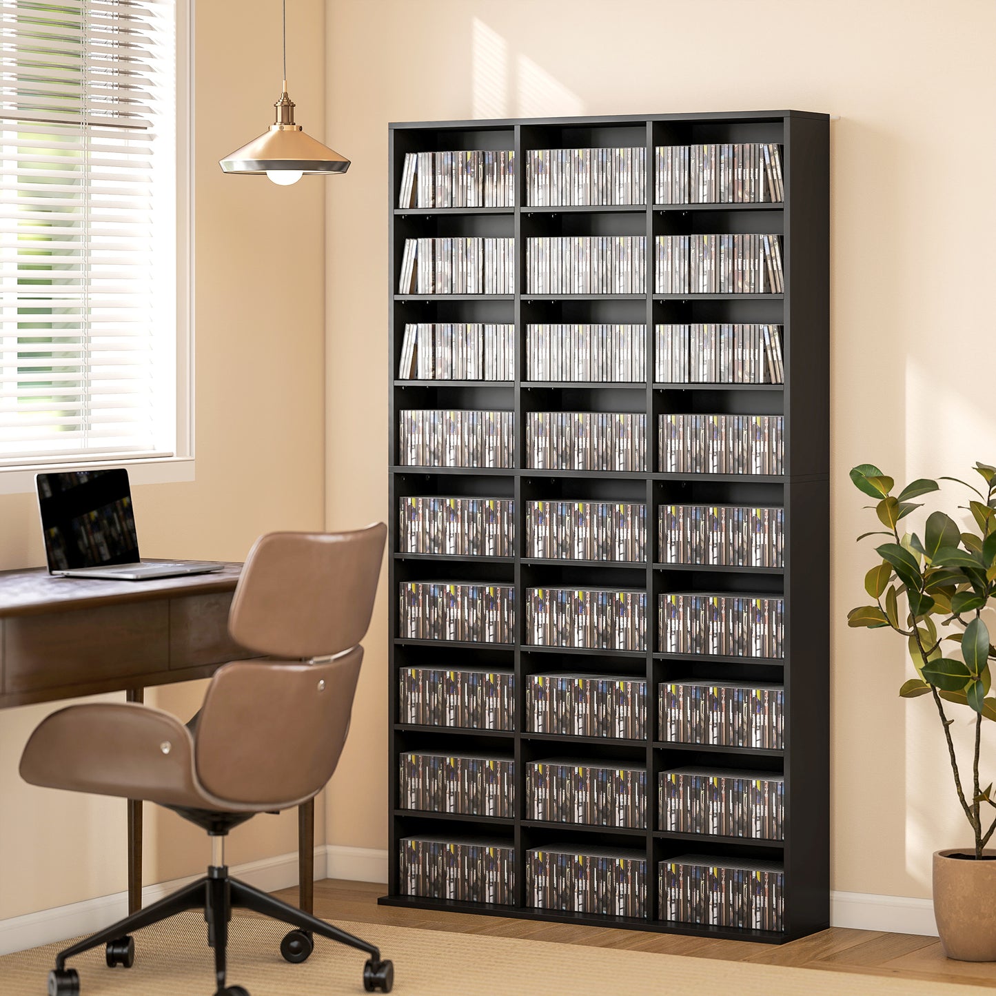 Meuble rangement médias 9 niveaux 21 tablettes ajustables