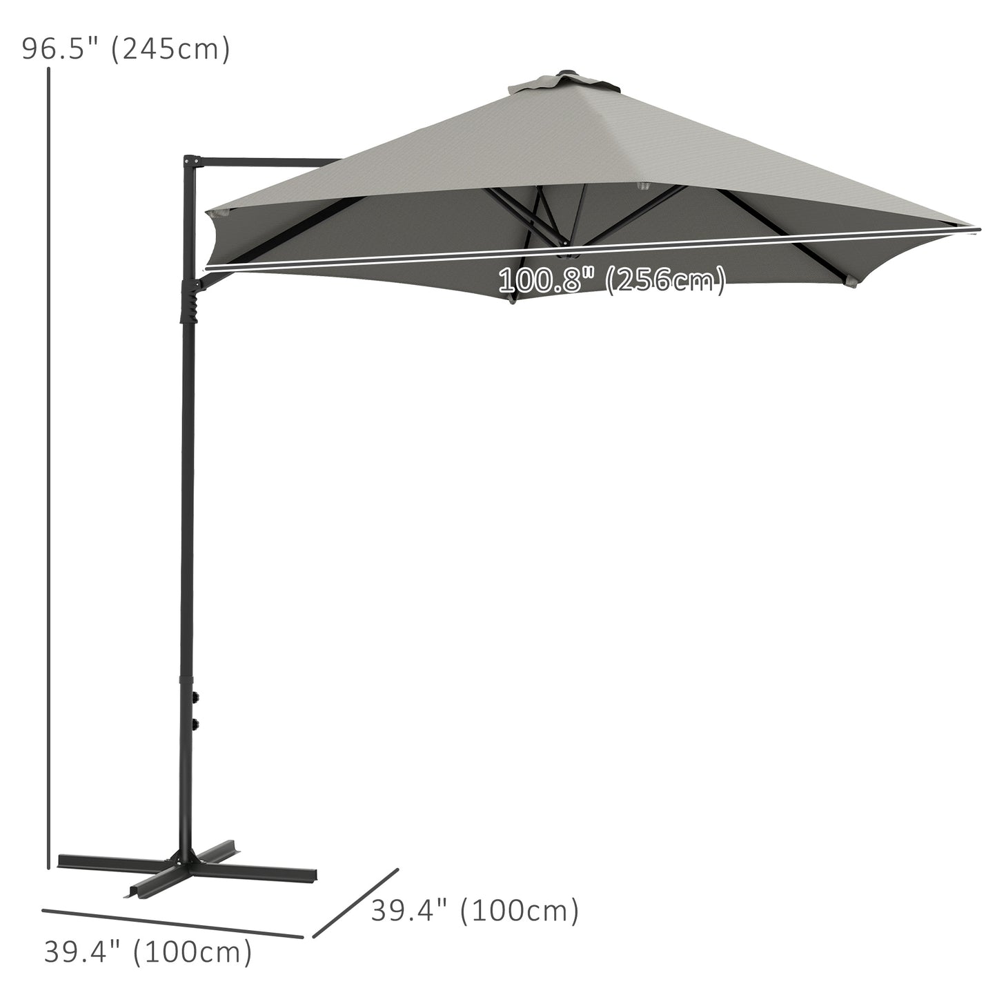 Parasol déporté cantilever 8,5 pieds avec base