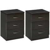 Table de chevet 3 tiroirs design moderne — ensemble de 2