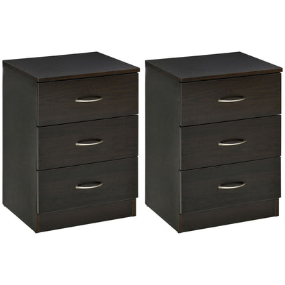 Table de chevet 3 tiroirs design moderne — ensemble de 2