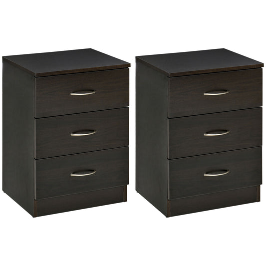 Table de chevet 3 tiroirs design moderne — ensemble de 2