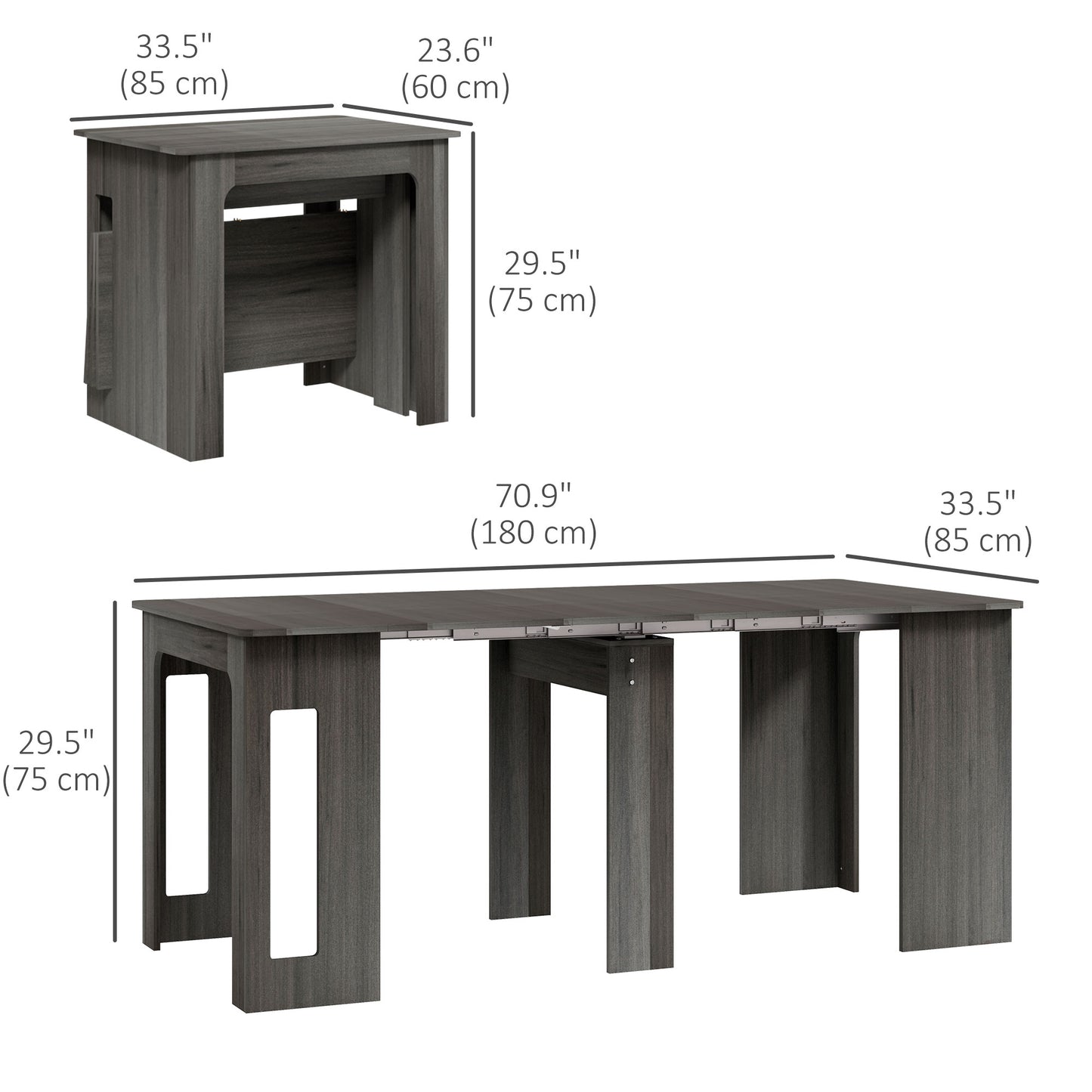 Table à manger extensible 60-180 cm pour 6-8 personnes