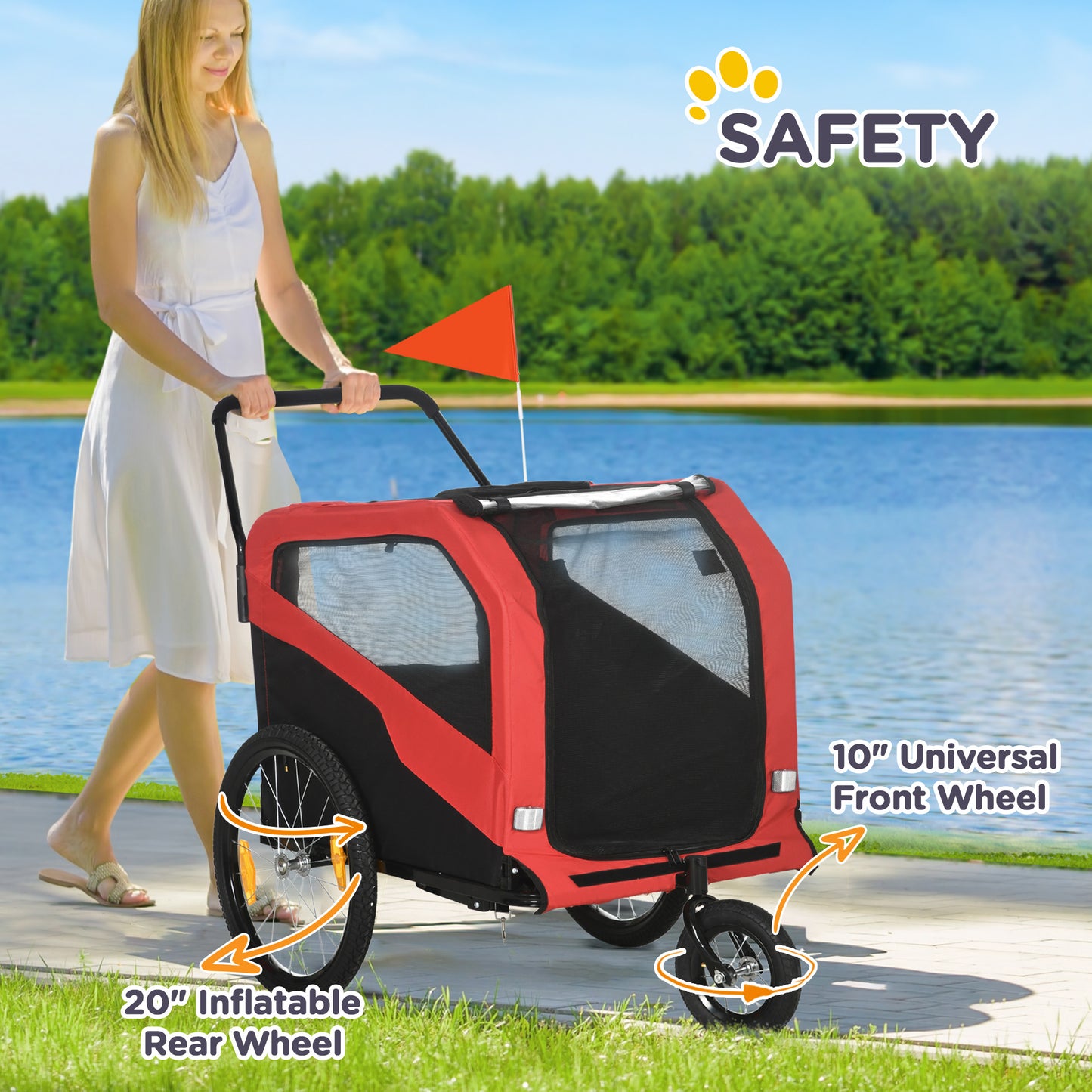 Remorque vélo chien 2-en-1 grands chiens 30 kg