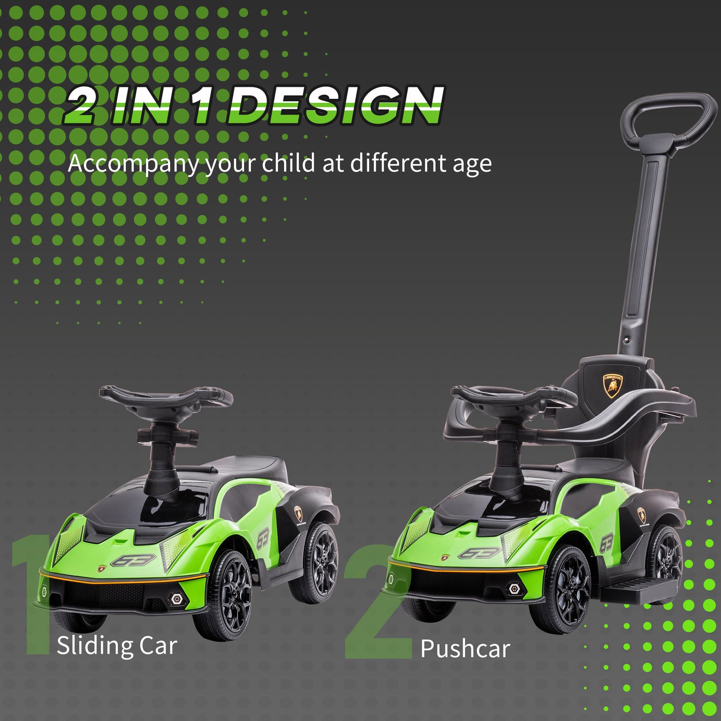 Voiture porteur enfant 3 en 1 avec klaxon et barrières